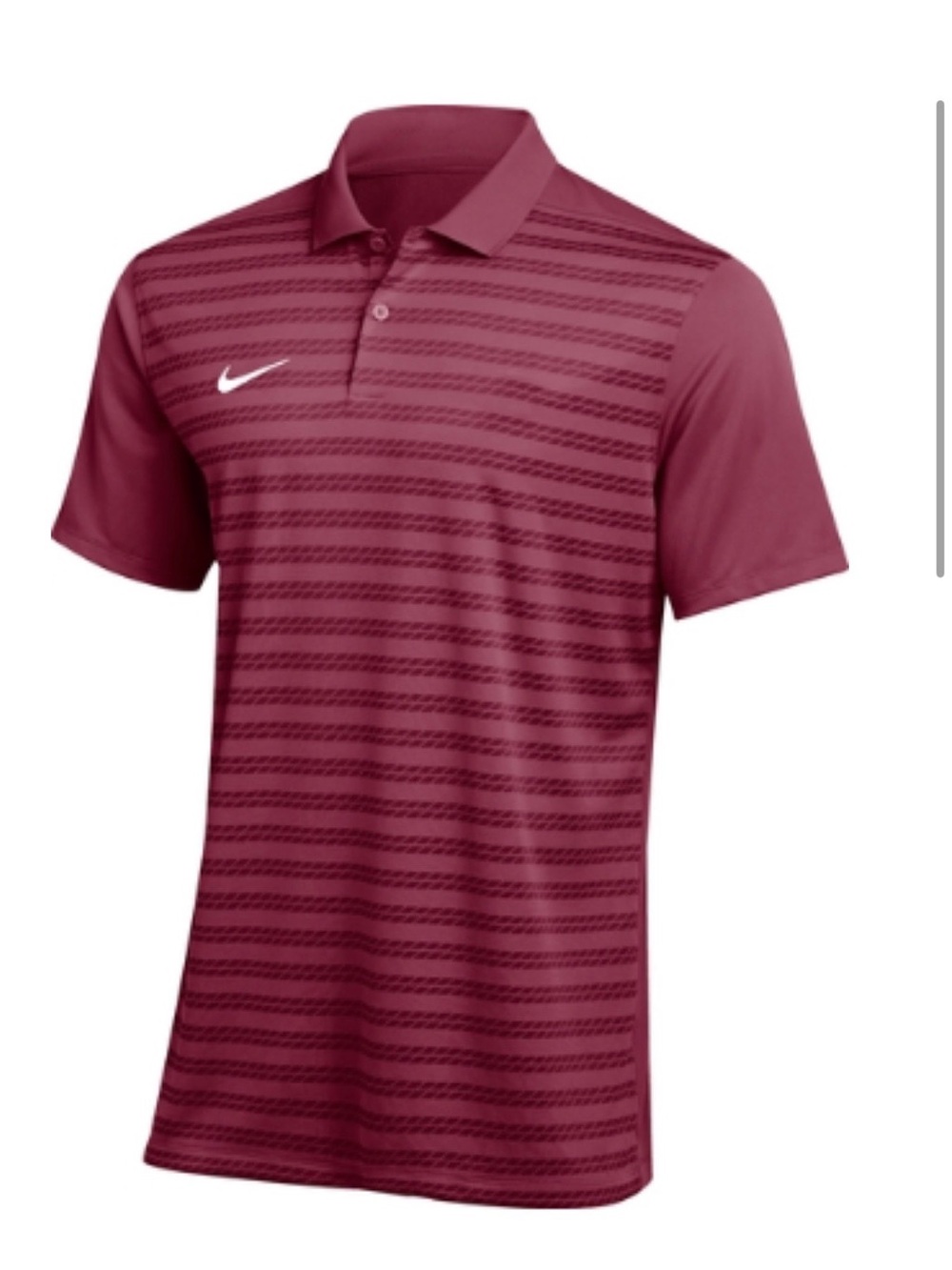 Nike Men's Burgundy Striped Polo Shirt- Dri-Fit